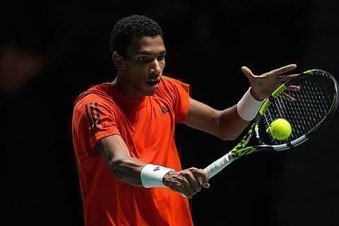 Davis Cup Tennis, Argentina vs Canada: Canada's Felix Auger Aliassime in action against Argentina's Sebastian Baez